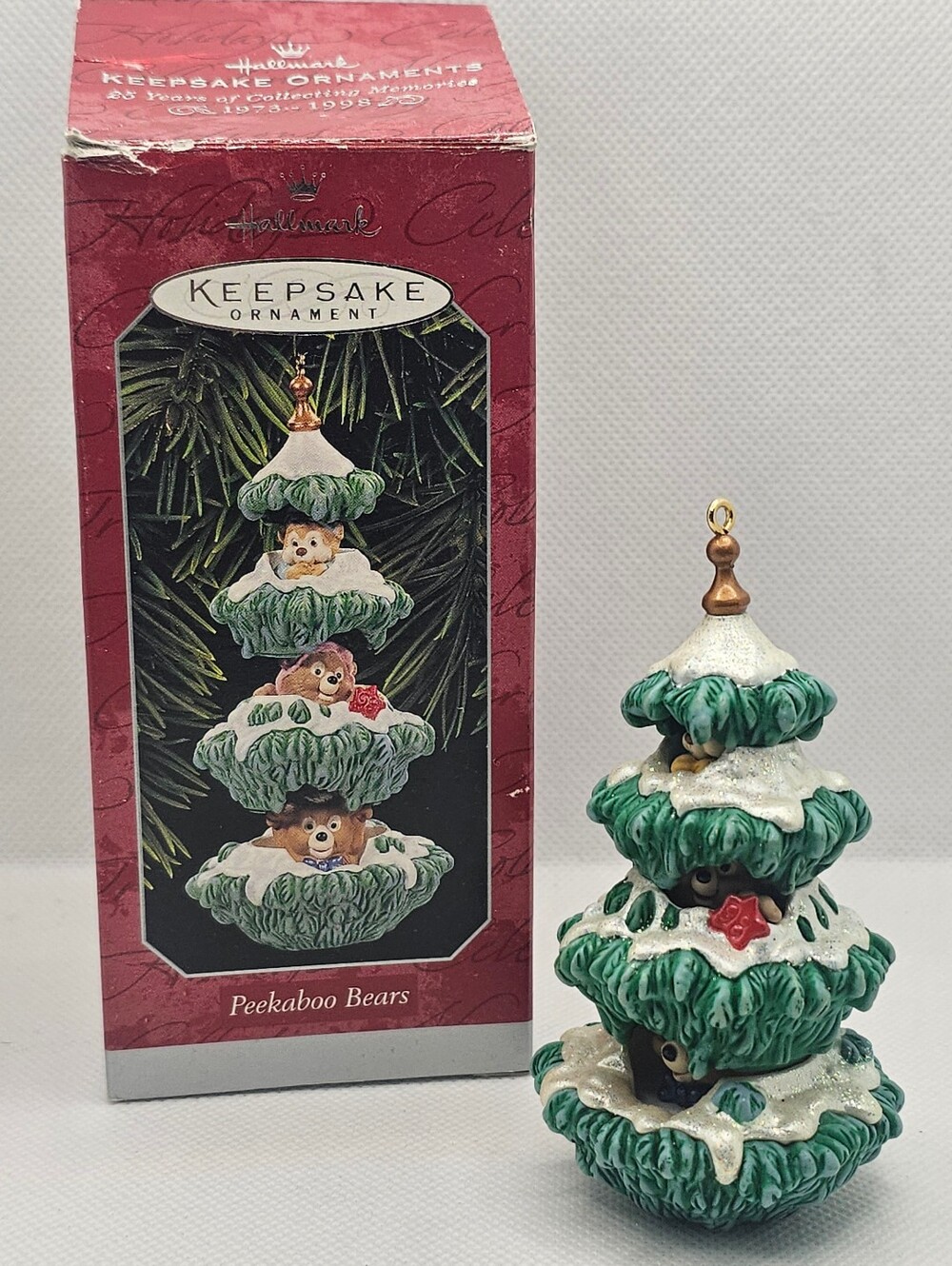Hallmark Peekaboo Bears Christmas Ornament 1998 Christmas Family shimmer